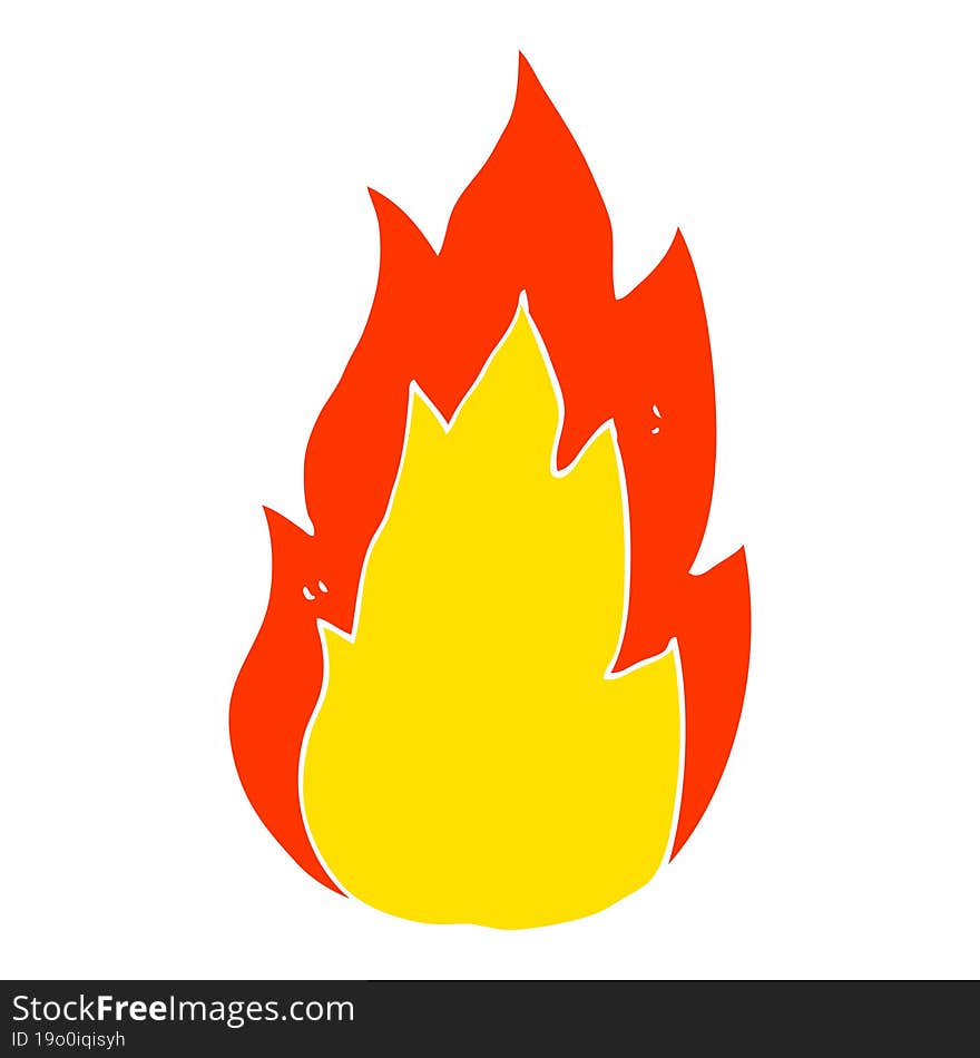 flat color illustration of a cartoon fire