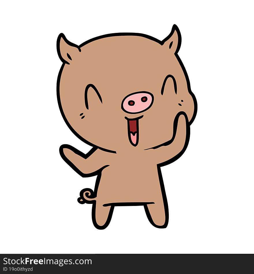 happy cartoon pig. happy cartoon pig