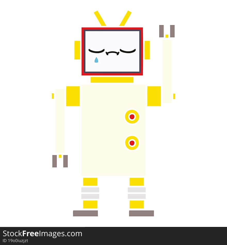 Flat Color Retro Cartoon Robot