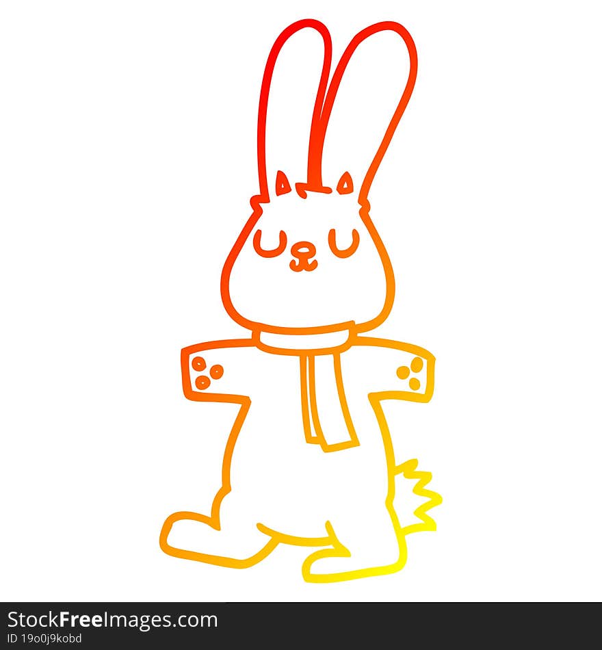 Warm Gradient Line Drawing Cartoon Rabbit