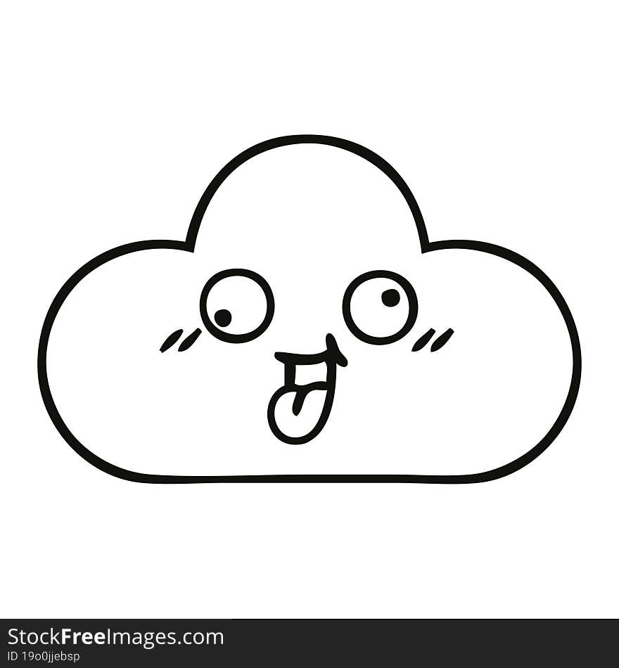 line drawing cartoon snow cloud