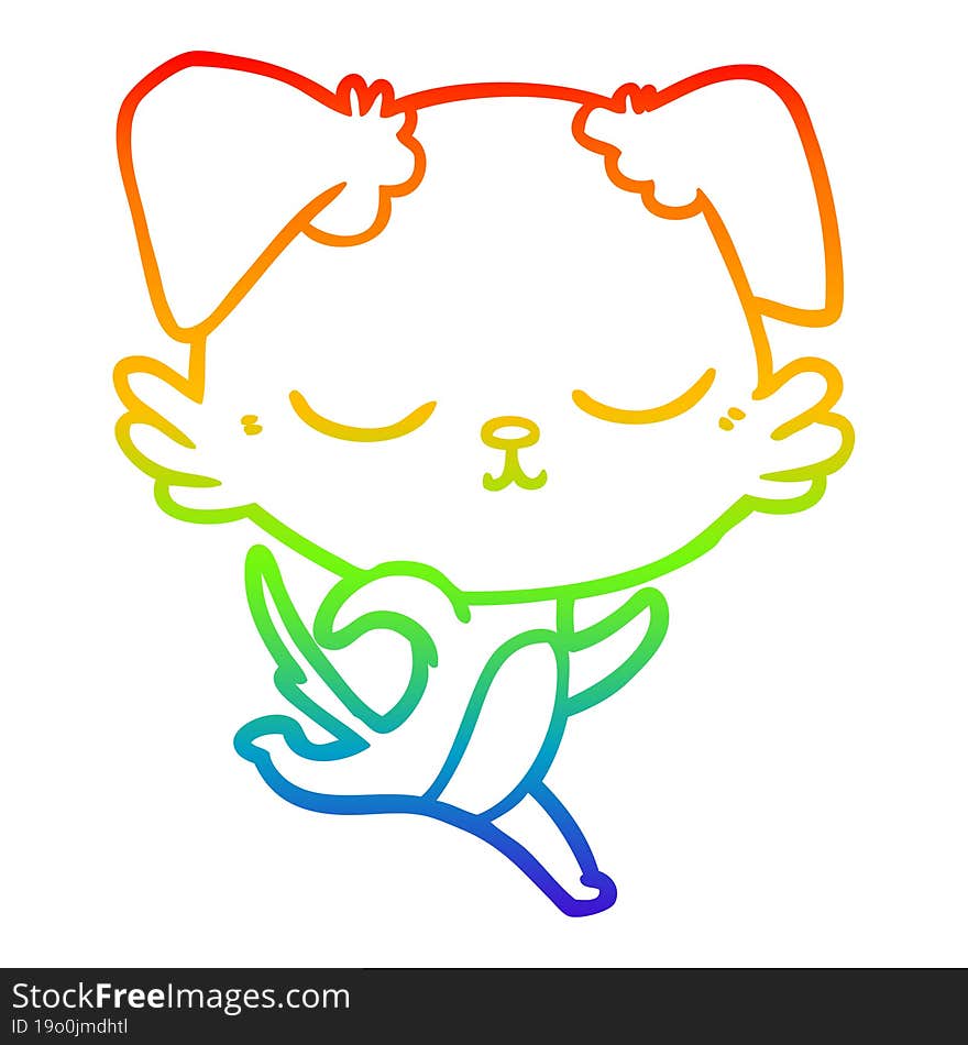 rainbow gradient line drawing cute cartoon dog