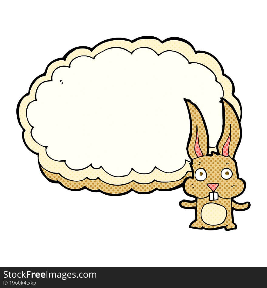 Cartoon Rabbit With Text Space Cloud