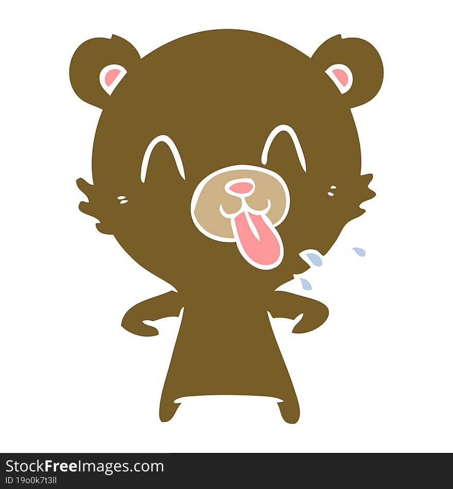 Rude Flat Color Style Cartoon Bear