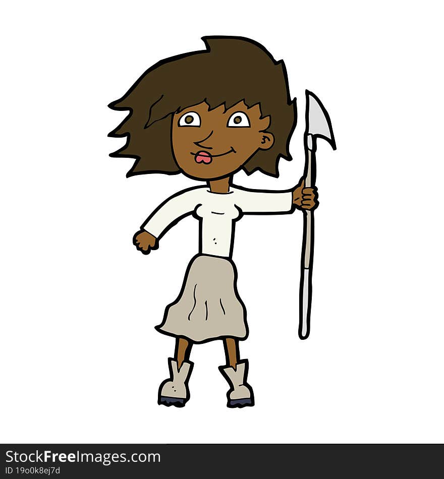 cartoon woman with spear