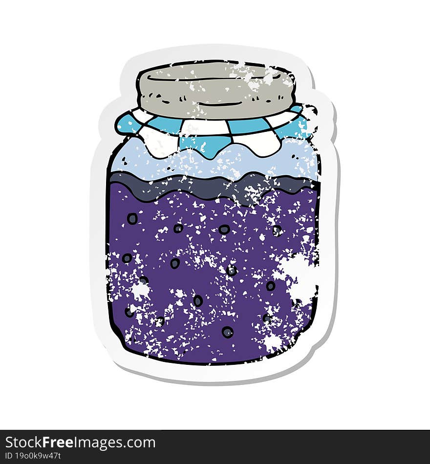 retro distressed sticker of a cartoon jam jar