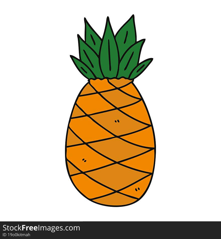 quirky hand drawn cartoon pineapple