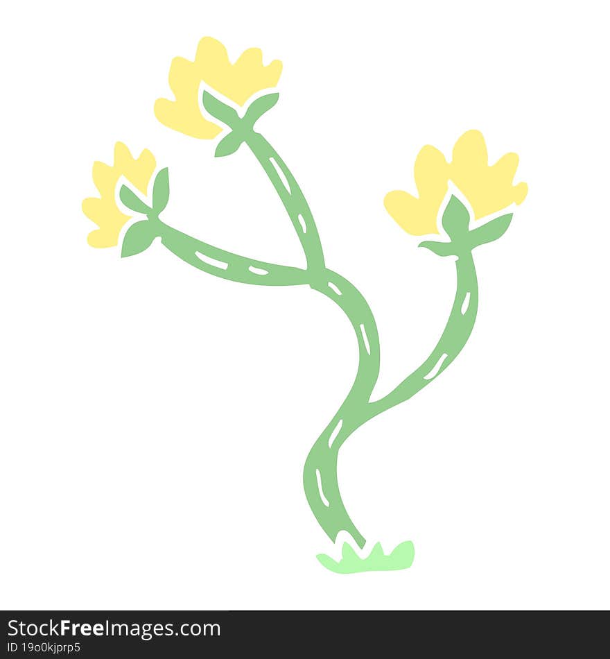 flat color illustration cartoon wildflower