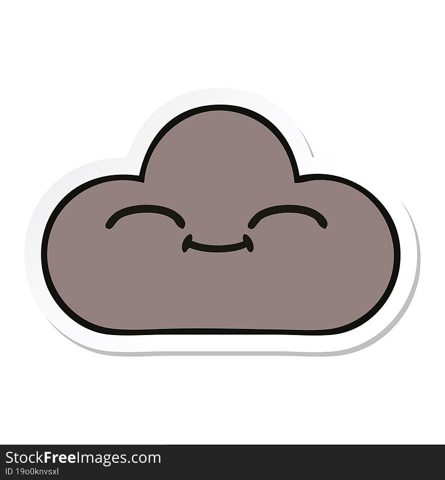 Sticker Of A Cute Cartoon Storm Cloud