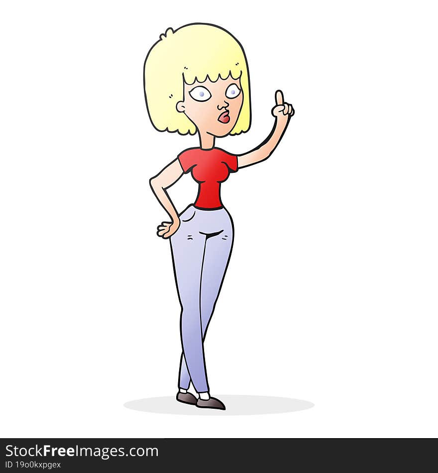 Cartoon Woman With Idea