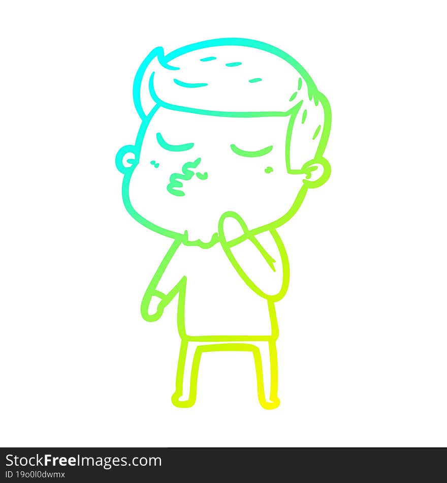 cold gradient line drawing cartoon model guy pouting