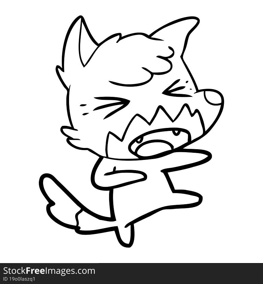 angry cartoon fox attacking. angry cartoon fox attacking