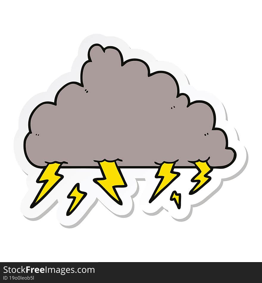 sticker of a cartoon thundercloud