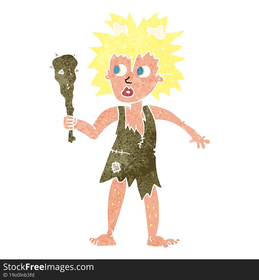 retro cartoon cave woman