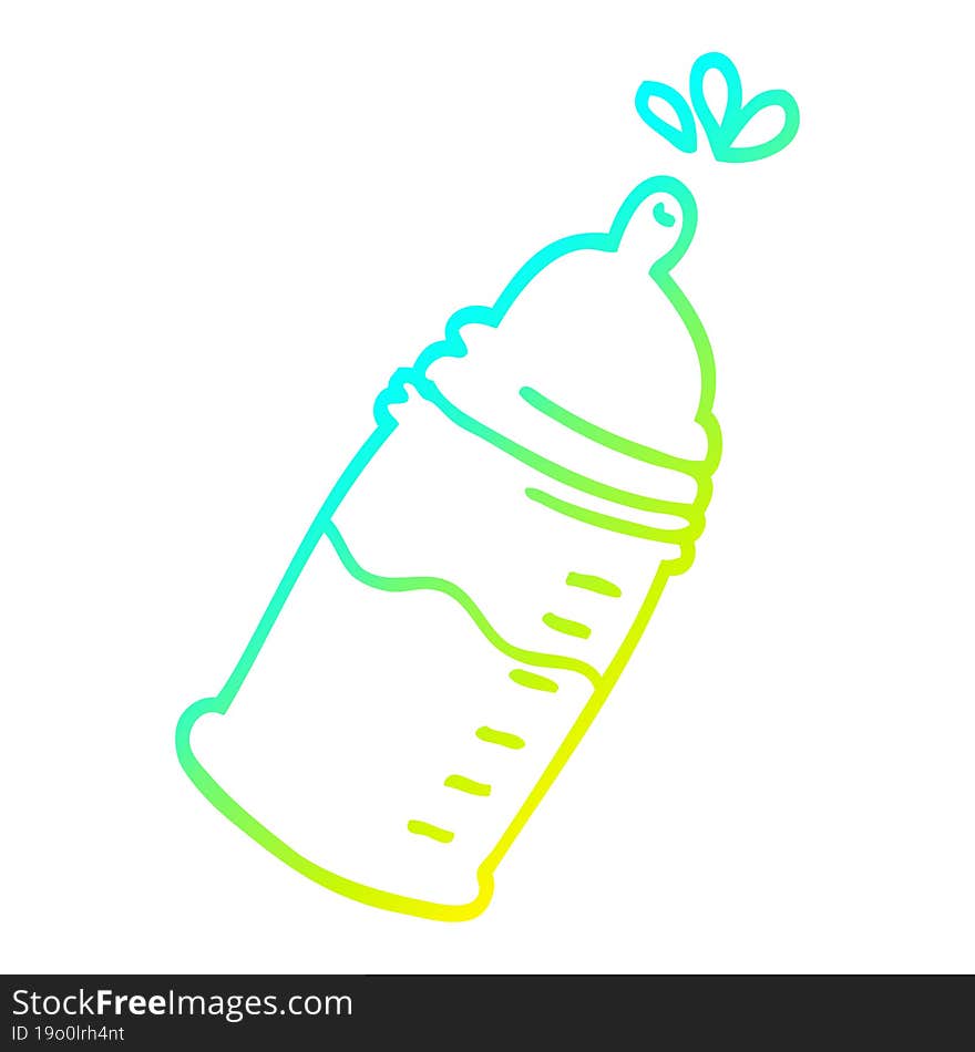 cold gradient line drawing cartoon baby bottle