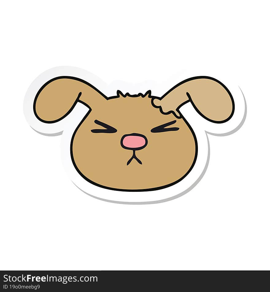 sticker of a quirky hand drawn cartoon dog face