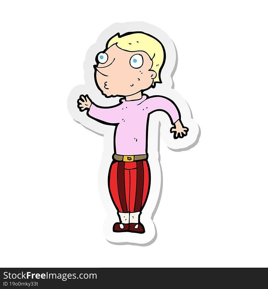 sticker of a cartoon man in loud clothes