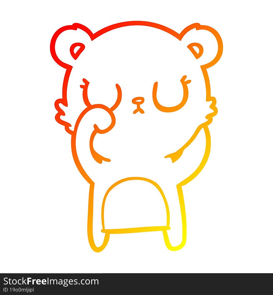 warm gradient line drawing peaceful cartoon bear