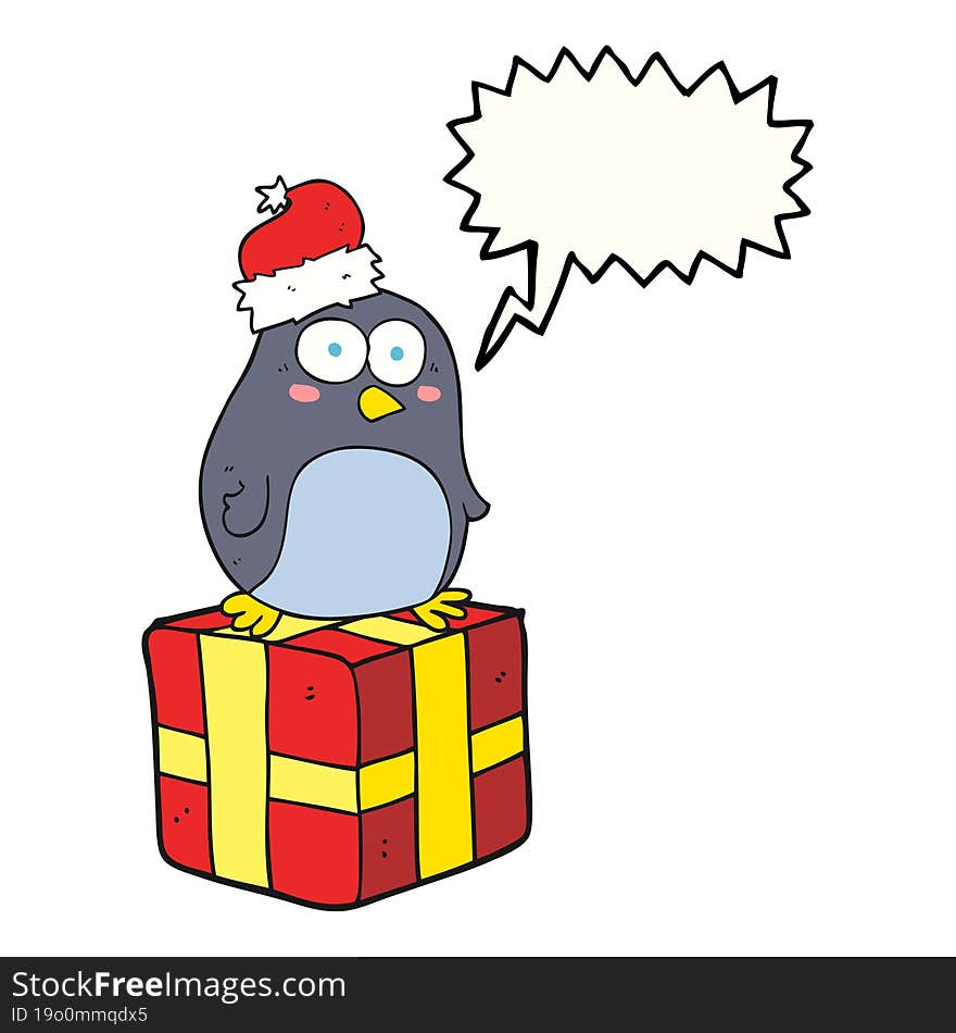 speech bubble cartoon christmas penguin