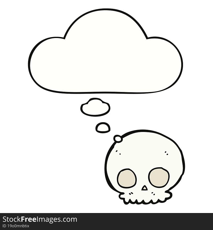 cartoon skull and thought bubble