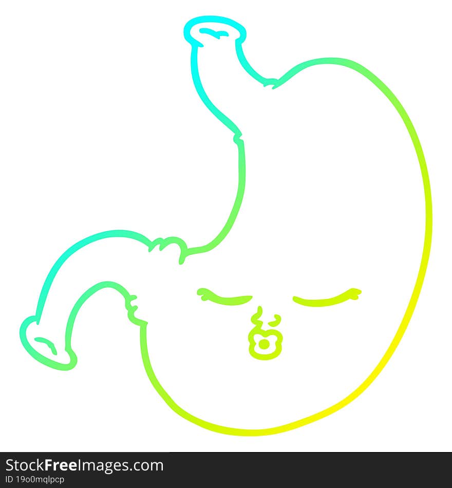 Cold Gradient Line Drawing Cartoon Stomach