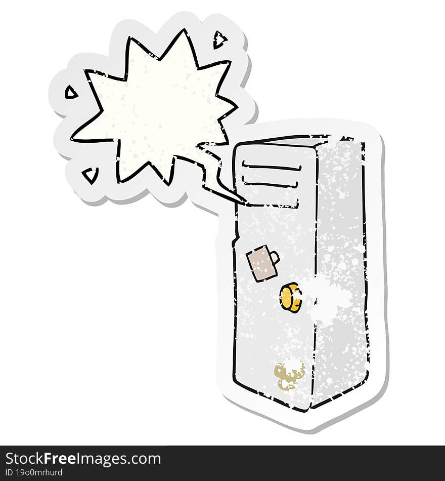 cartoon locker and speech bubble distressed sticker