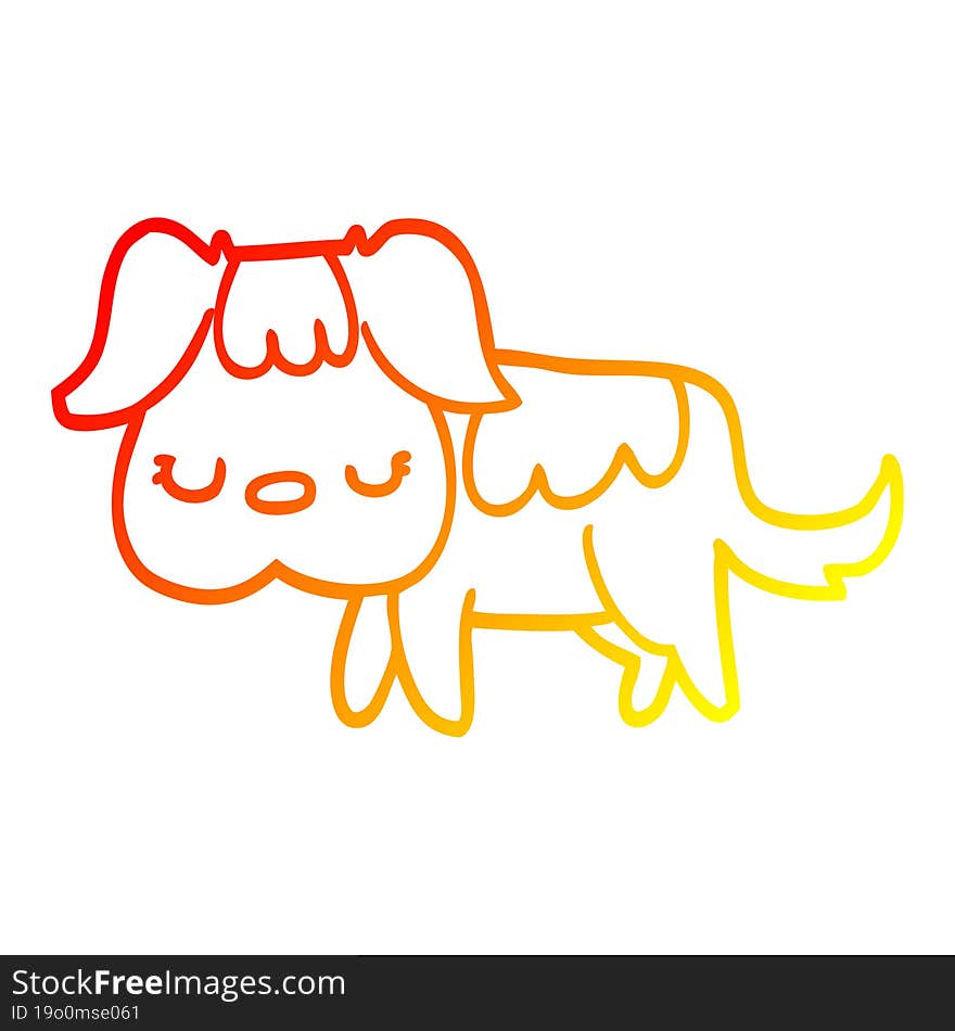 warm gradient line drawing of a cartoon dog