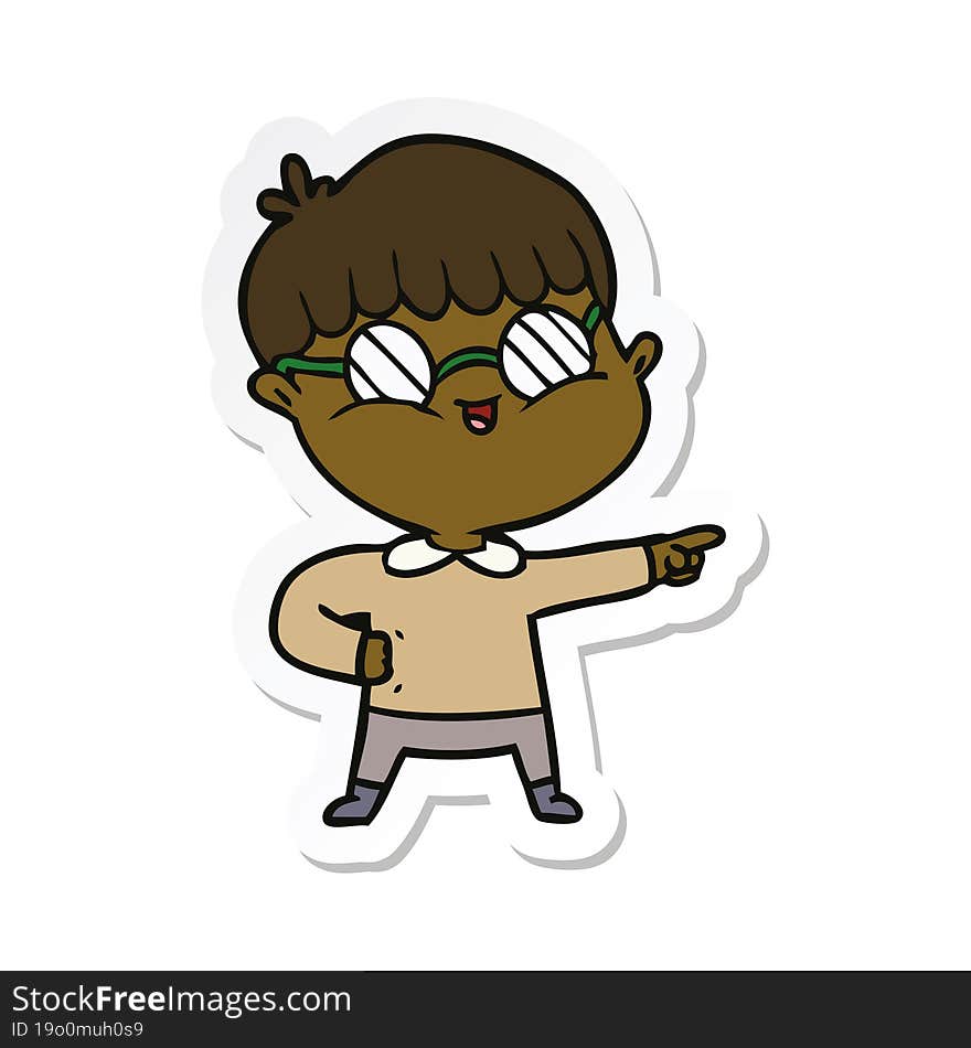 sticker of a cartoon boy wearing spectacles