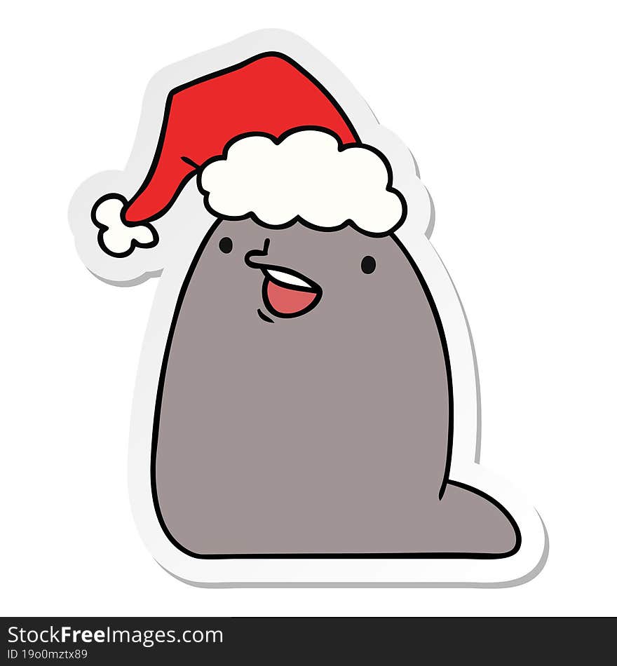 Christmas Sticker Cartoon Of Kawaii Slug