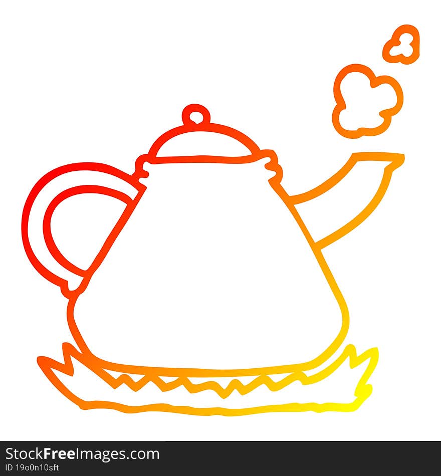 warm gradient line drawing of a cartoon kettle on stove