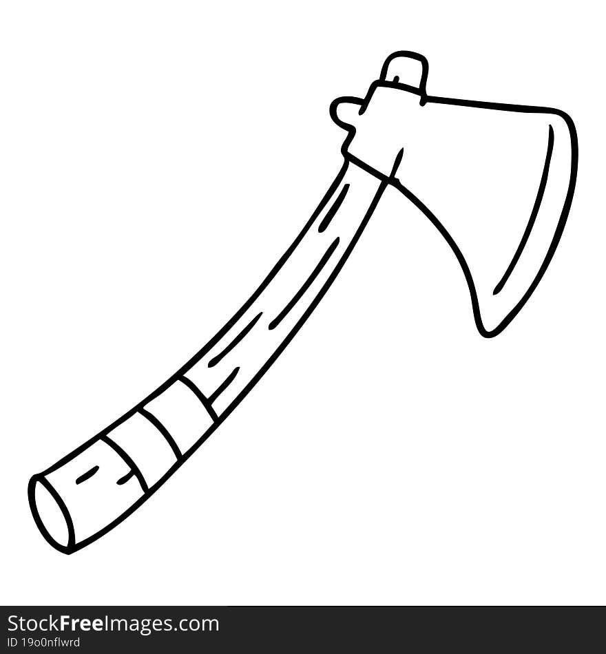 line drawing doodle of a garden axe