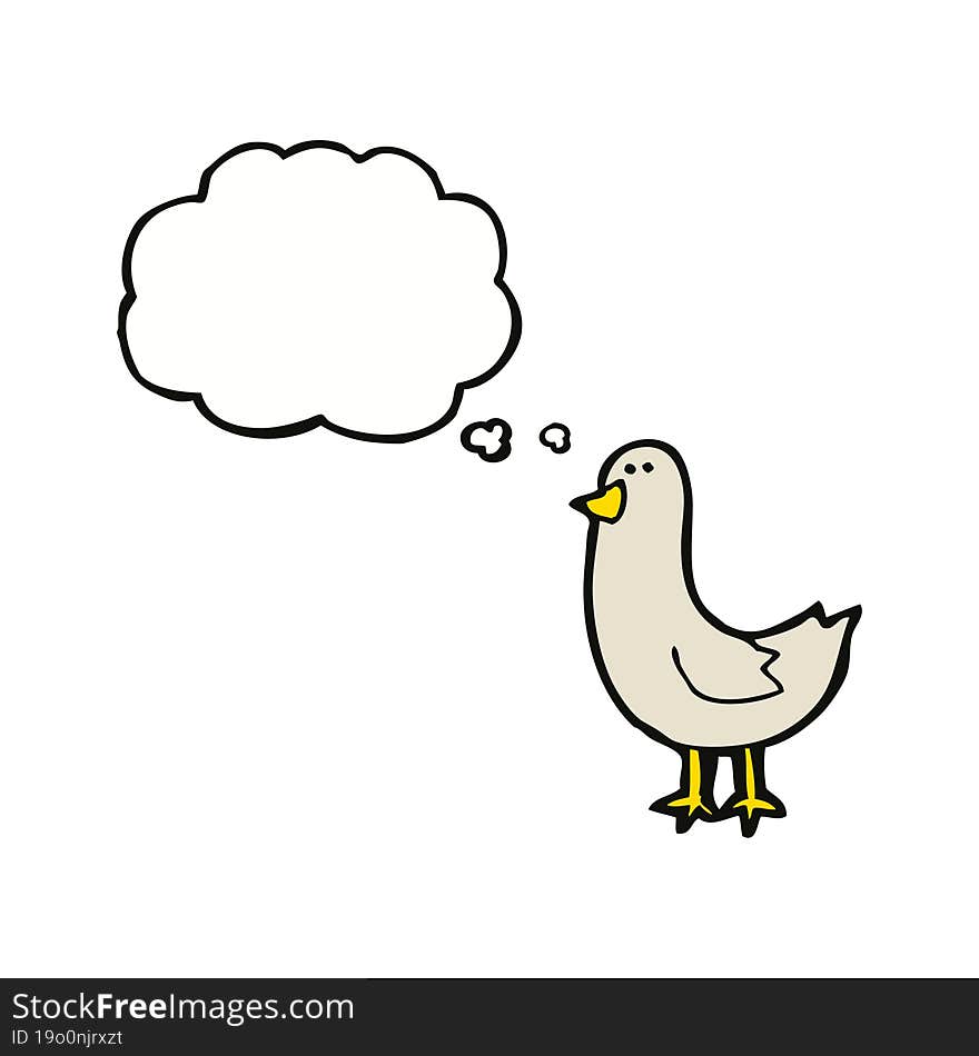 cartoon bird with thought bubble