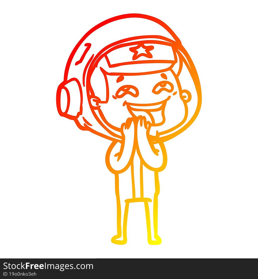 warm gradient line drawing cartoon laughing astronaut