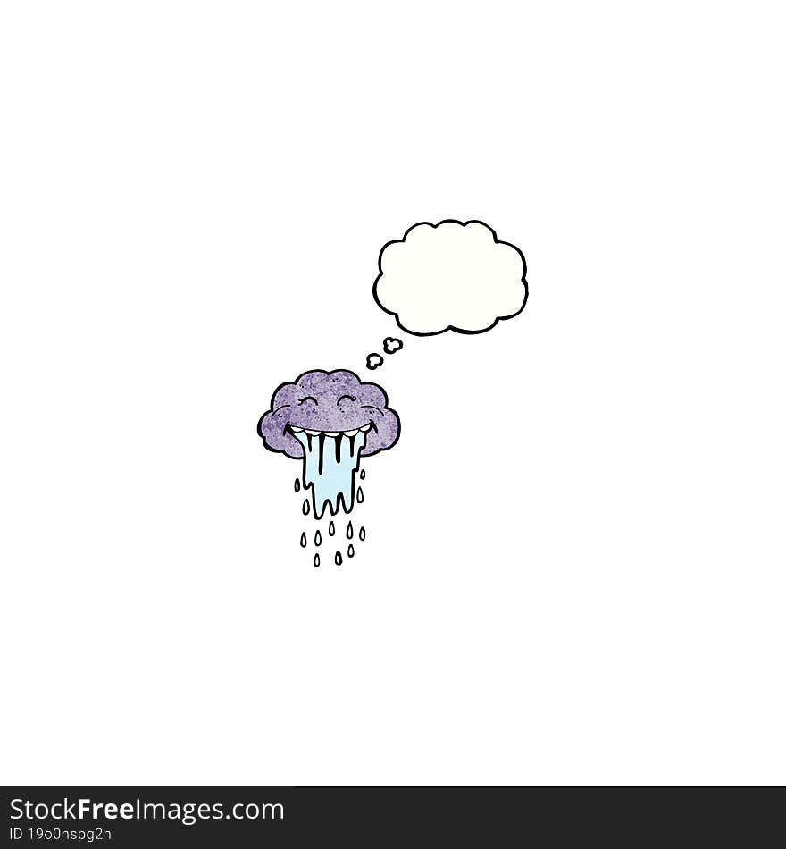 cartoon raincloud with thought bubble