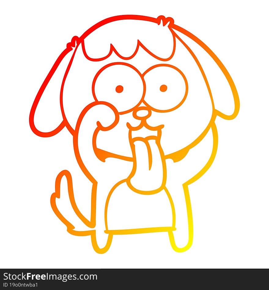 warm gradient line drawing of a cute cartoon dog