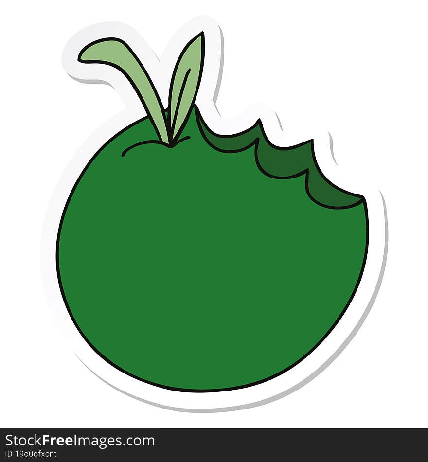 Sticker Of A Quirky Hand Drawn Cartoon Apple