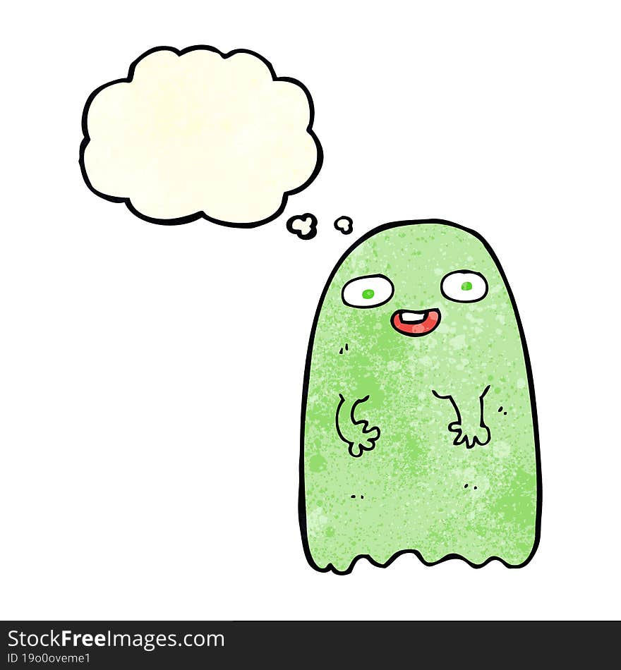 Funny Cartoon Ghost With Thought Bubble