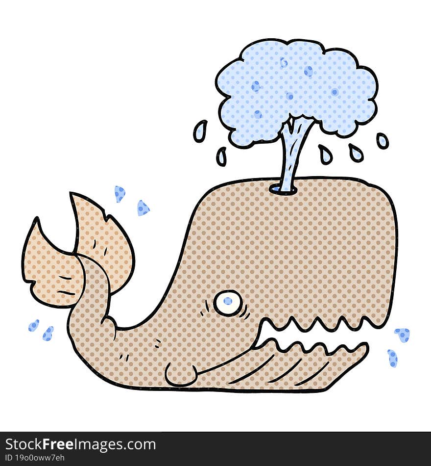 Cartoon Whale Spouting Water