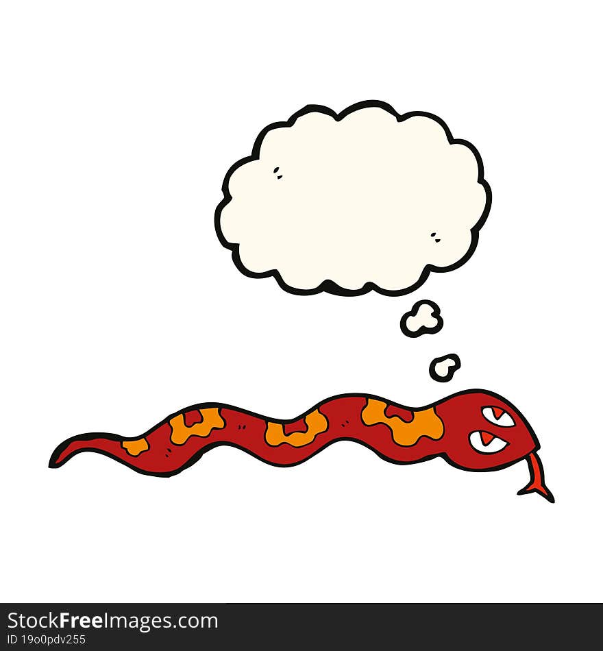 cartoon hissing snake with thought bubble