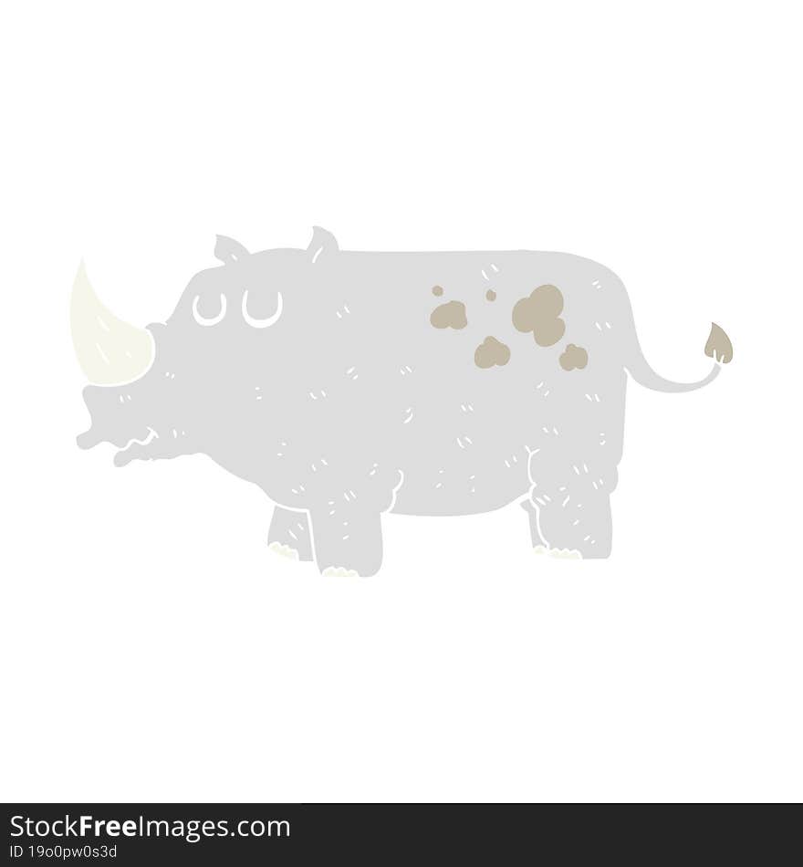 flat color illustration of a cartoon rhino