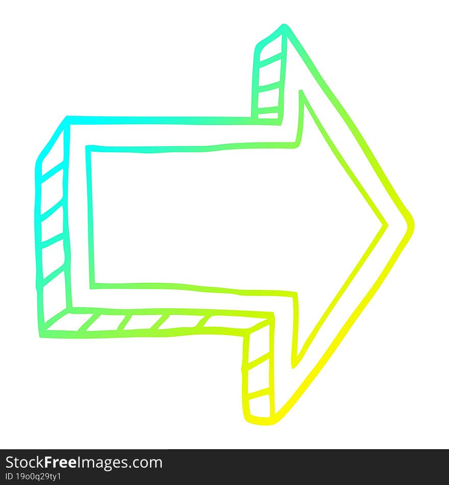 cold gradient line drawing cartoon directing arrow