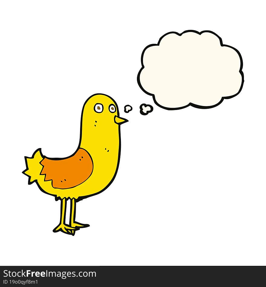 cartoon bird with thought bubble