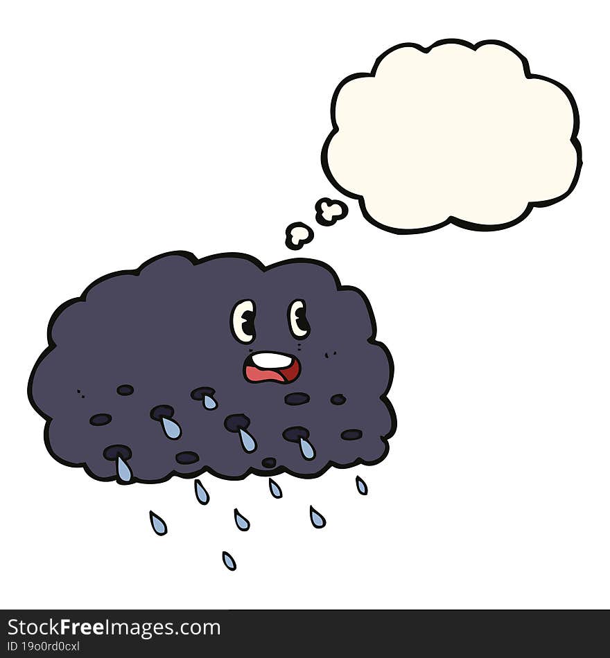 Cartoon Rain Cloud With Thought Bubble