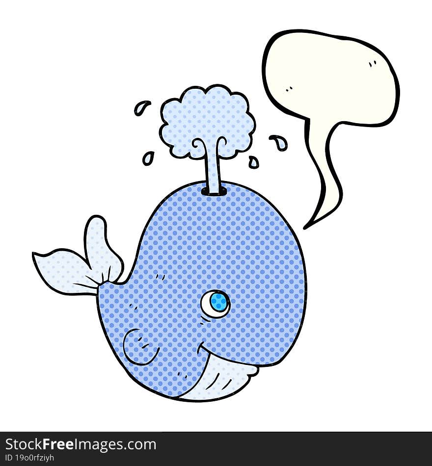 comic book speech bubble cartoon whale spouting water