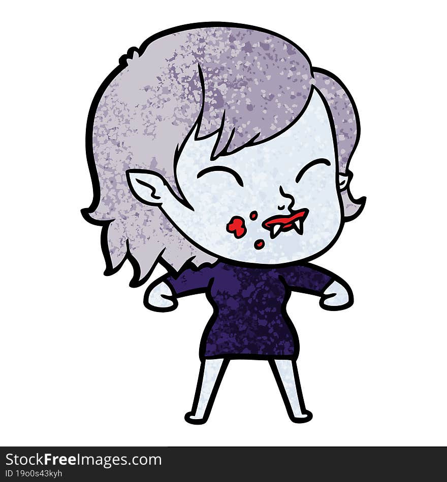 cartoon vampire girl with blood on cheek. cartoon vampire girl with blood on cheek