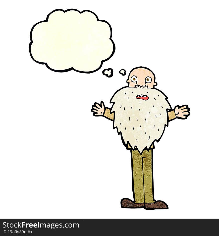 Cartoon Bearded Old Man With Thought Bubble