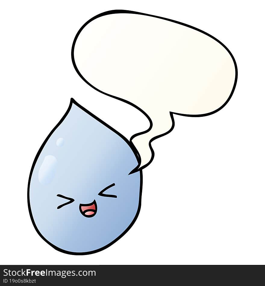 Cartoon Raindrop And Speech Bubble In Smooth Gradient Style