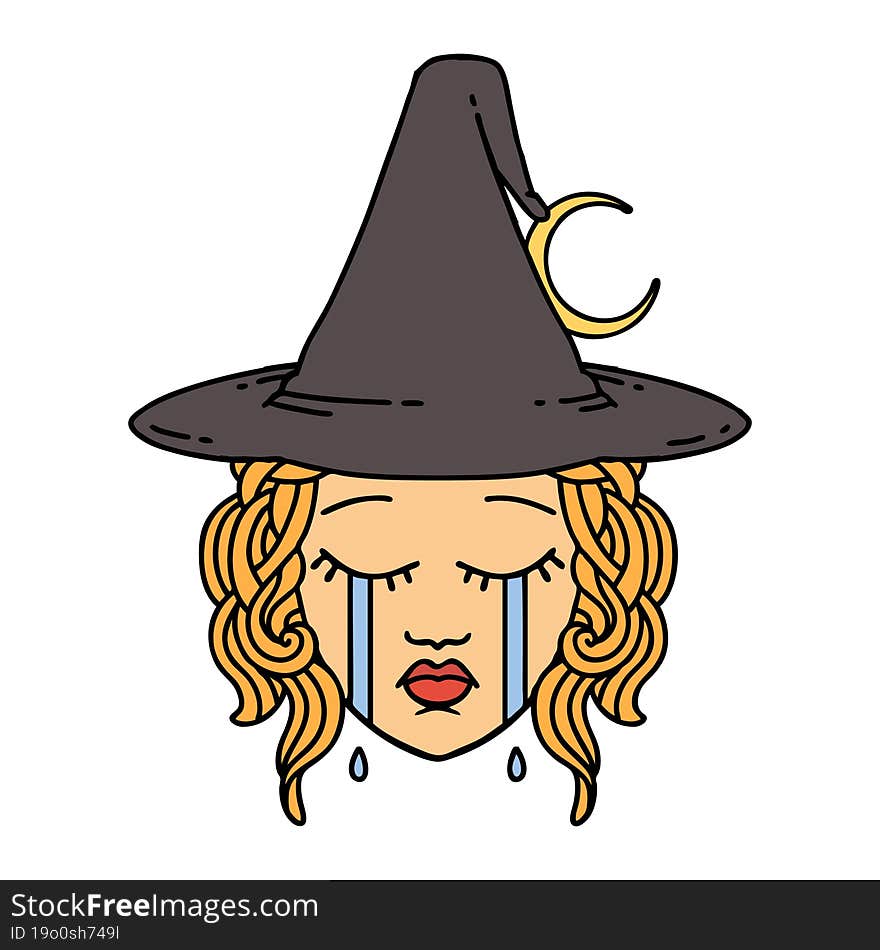 crying human witch character illustration