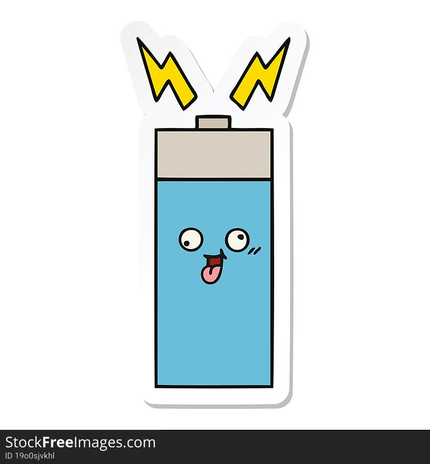 sticker of a cute cartoon battery