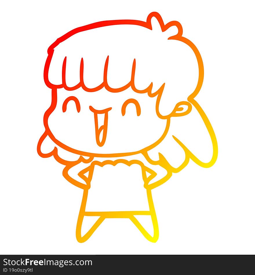 warm gradient line drawing of a cartoon woman